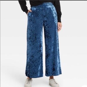 A NEW DAY  blue velvet wide leg ankle pant
